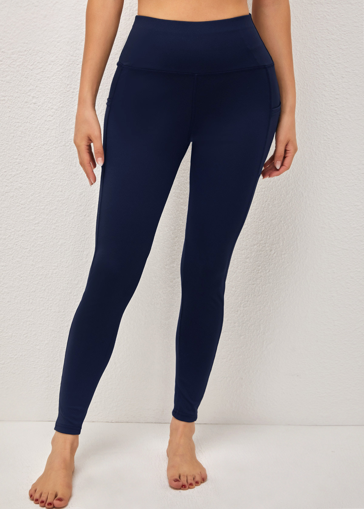 High Waist Skinny Stretch Fabric Pocket Pants