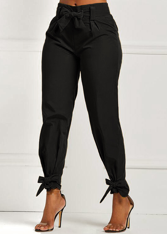 Belted Elastic Mid Waisted Pants