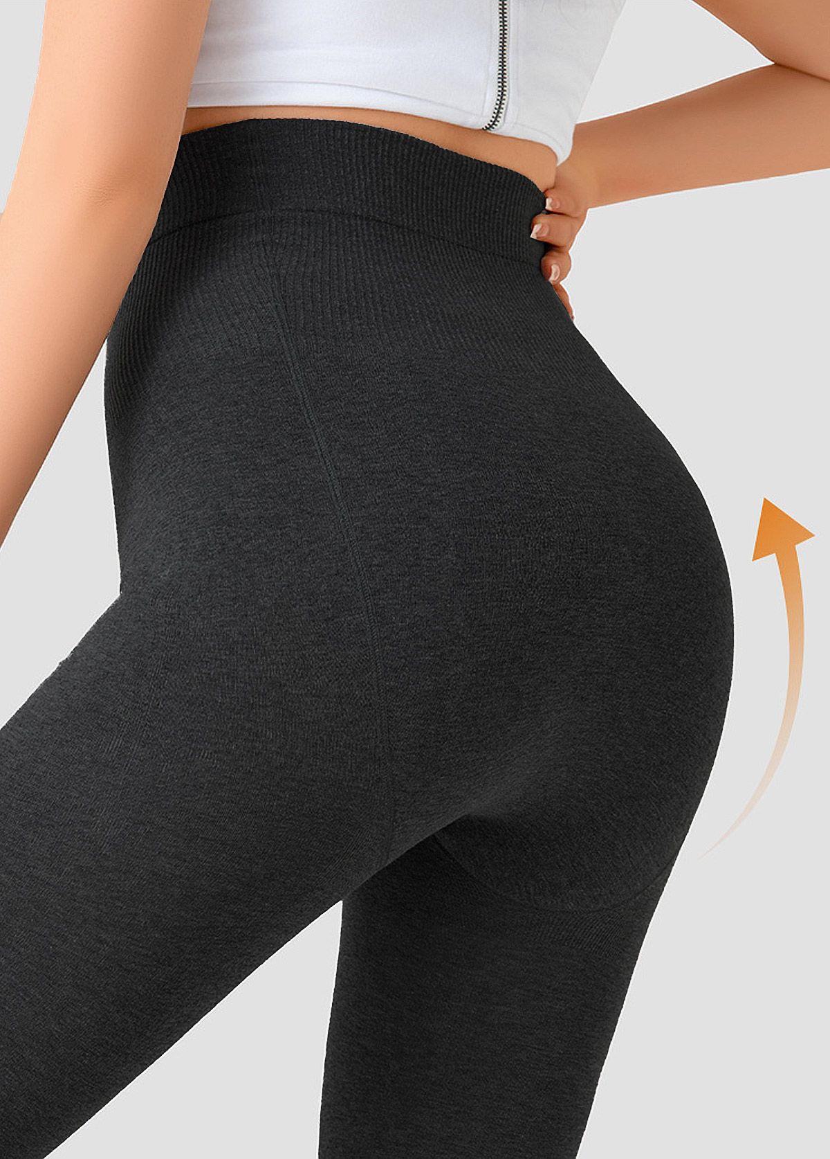 High Waisted Dark Grey Fleece Lined Leggings