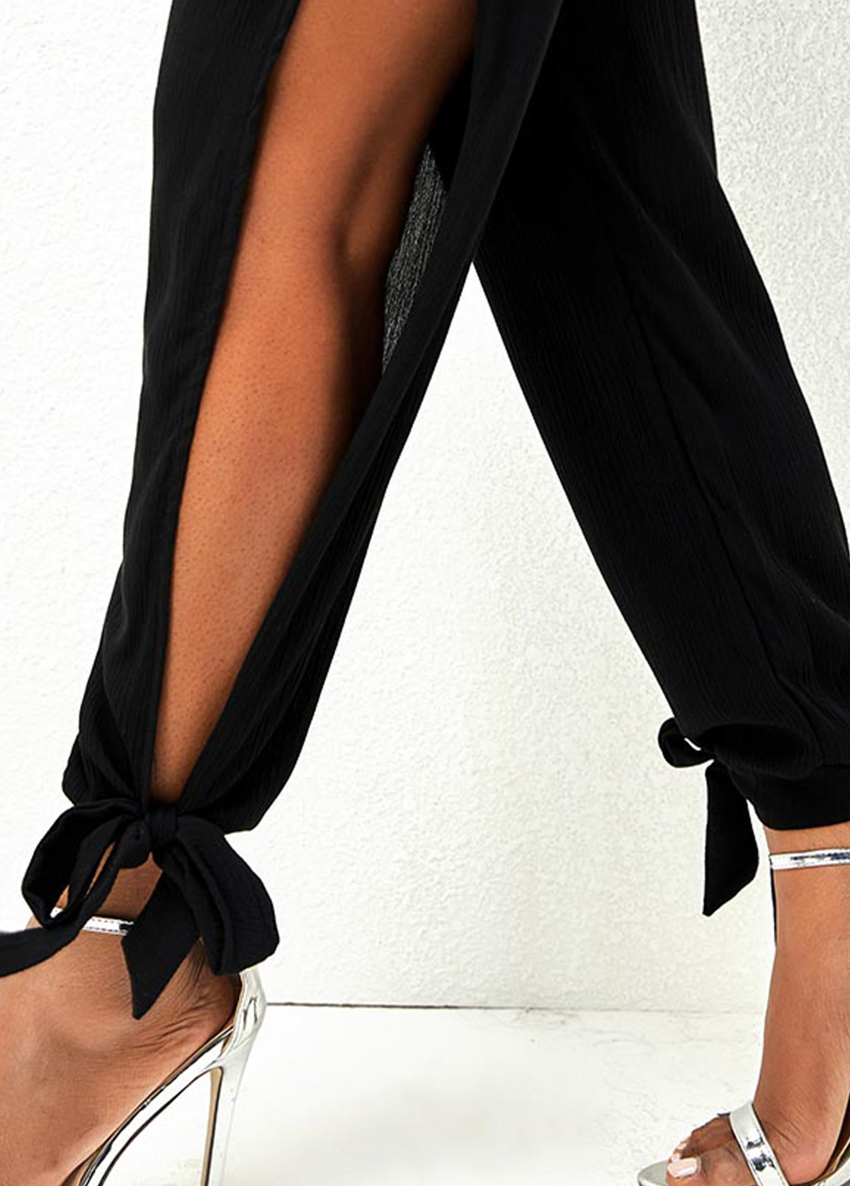 Side Slit Drawstring Waist Pants