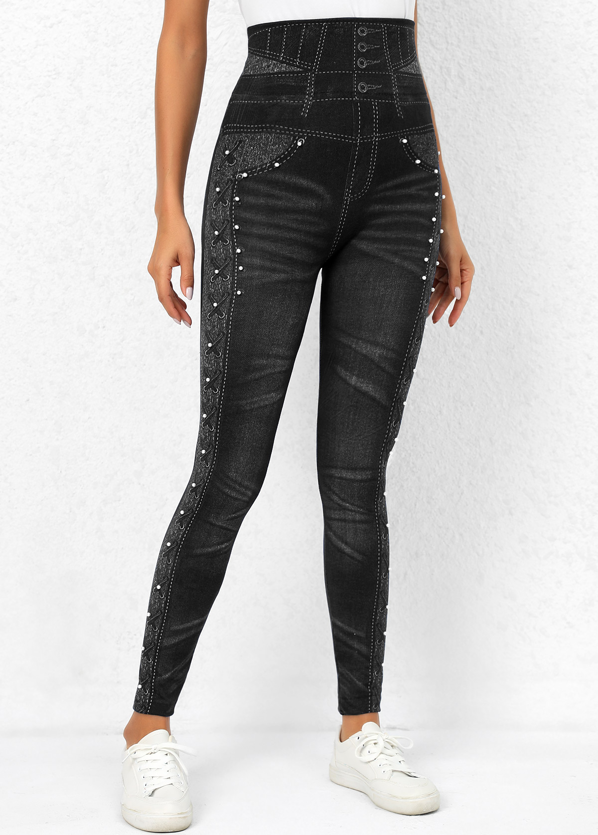 Beaded Elastic Waist Leggings