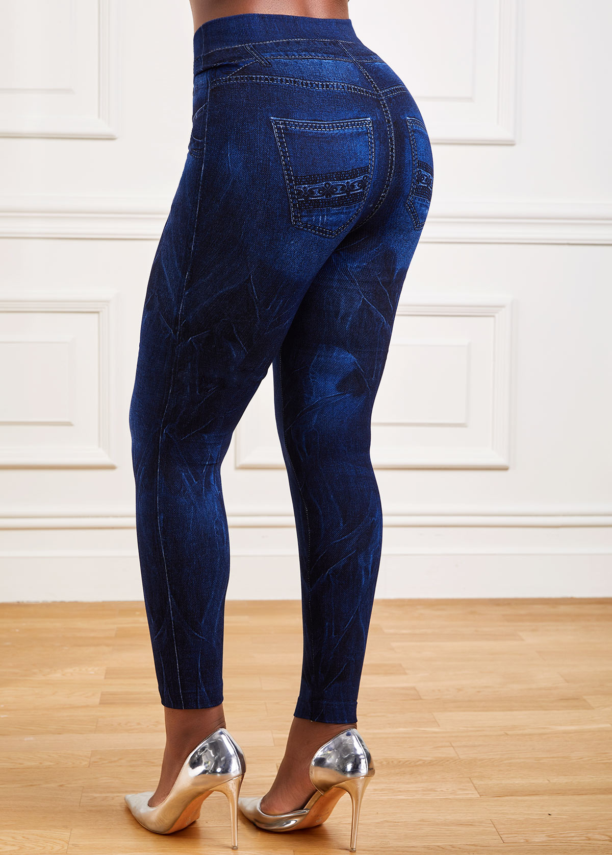 Tie Dye Print Navy Elastic Waist Leggings