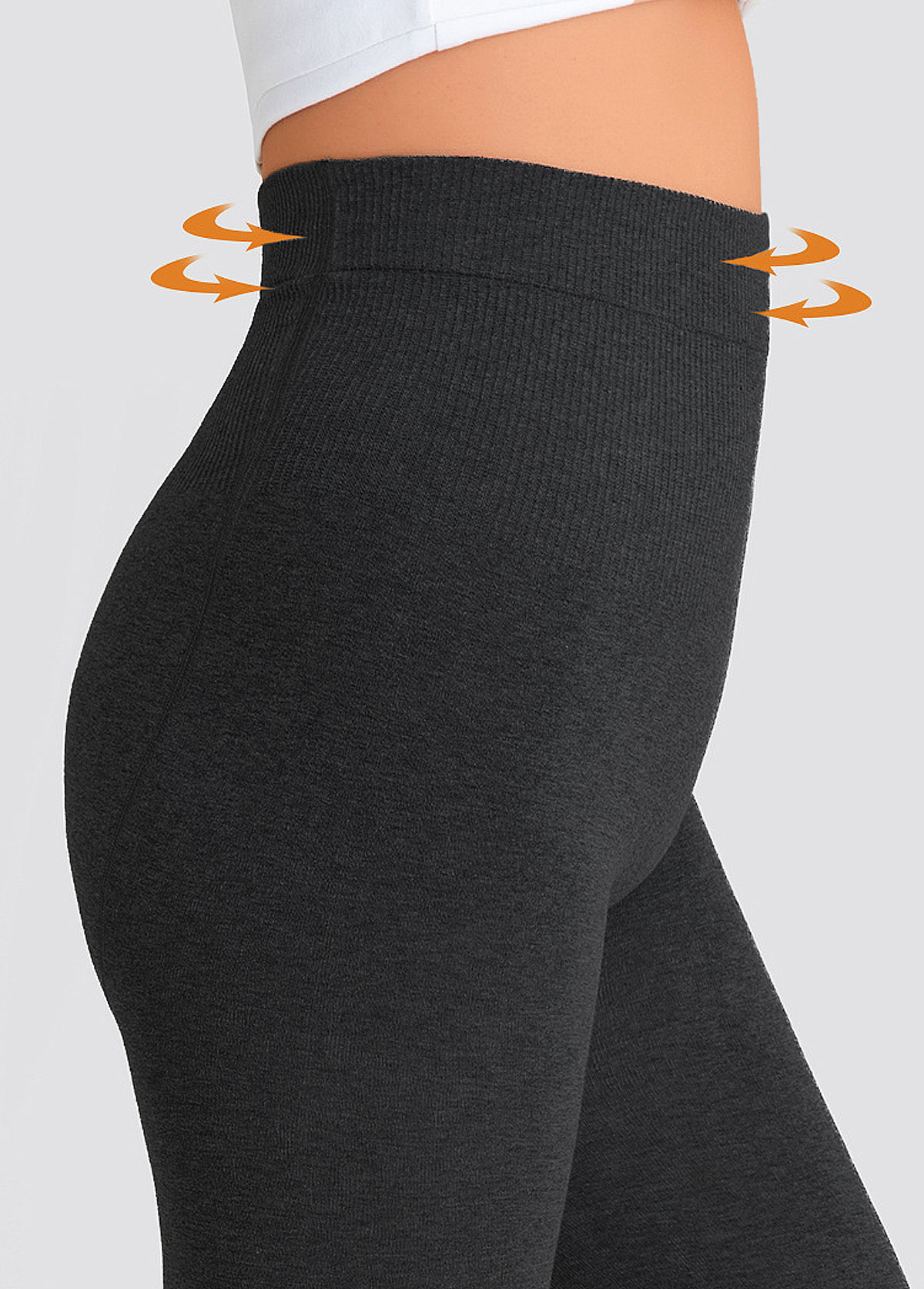 High Waisted Dark Grey Fleece Lined Leggings