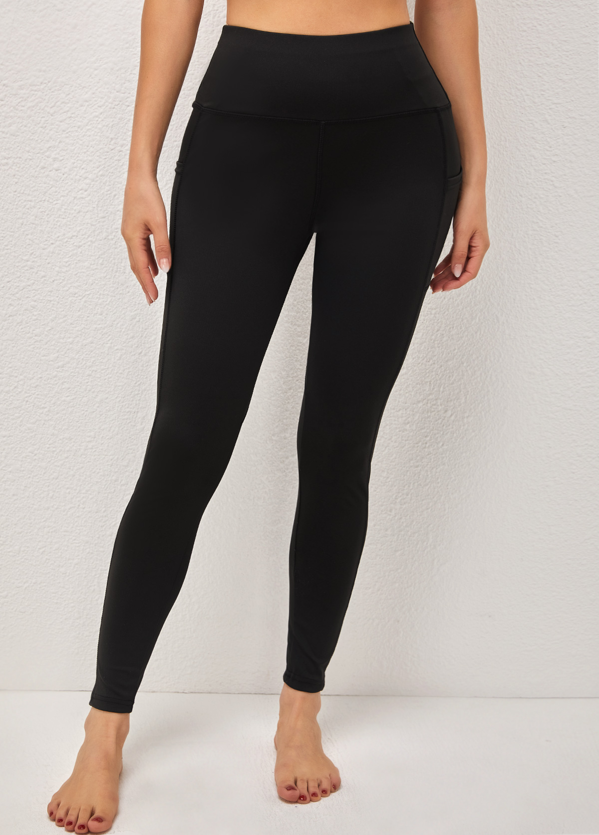 High Waist Skinny Stretch Fabric Pocket Pants