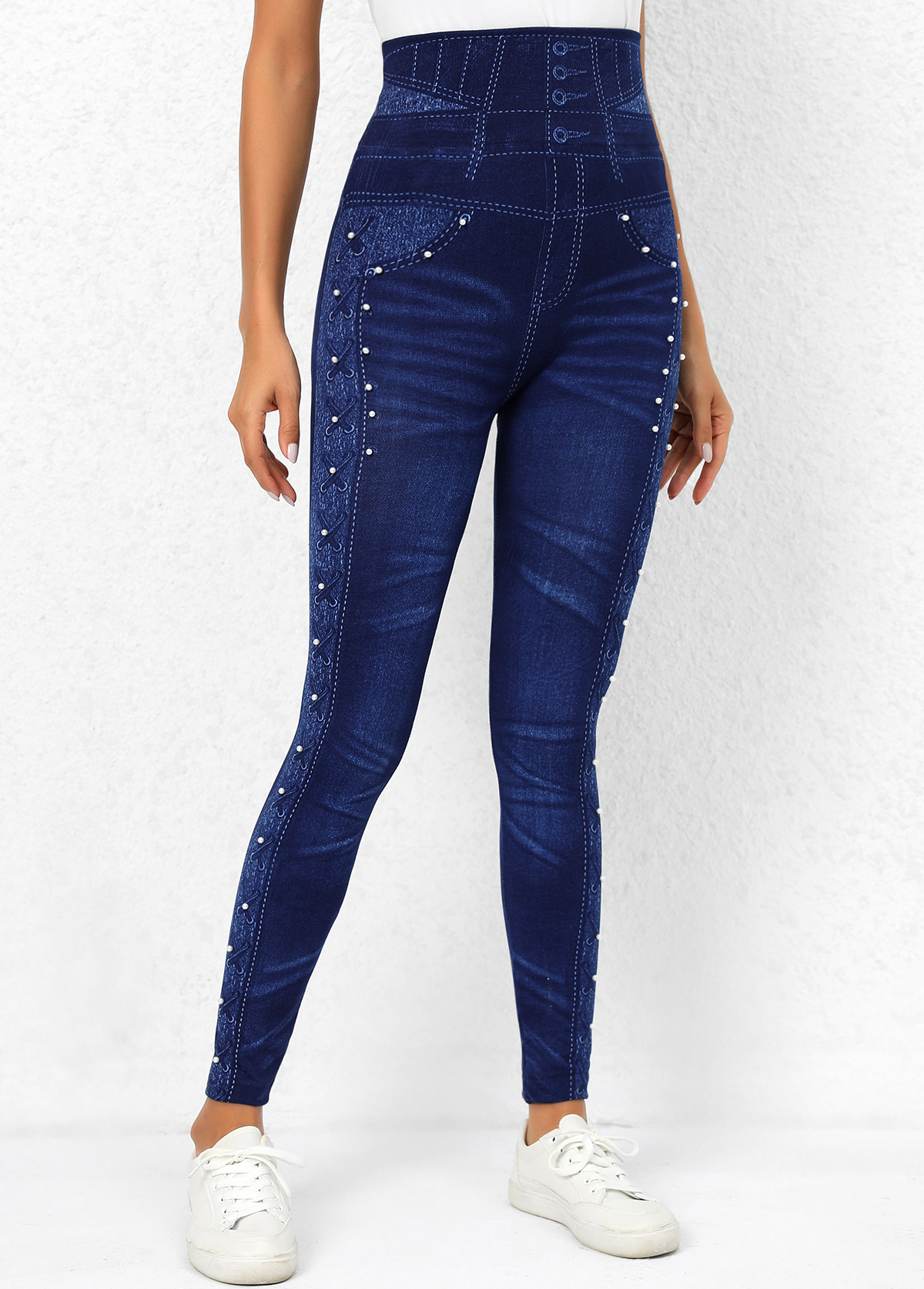 Beaded Elastic Waist Leggings